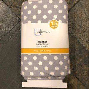 1.5 yd x 42”  100% Cotton Flannel Polka Dots Gray/White
